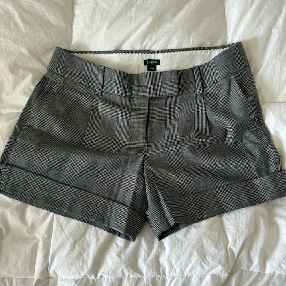 Jcrew pleated plaid shorts, size 10